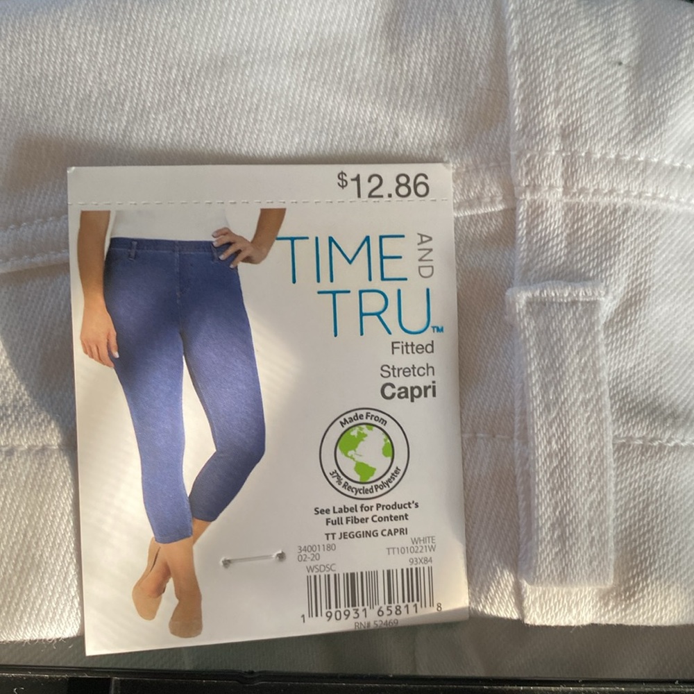 NWT White Time and Tru Stretch Capris Leggings - Picture 4 of 6
